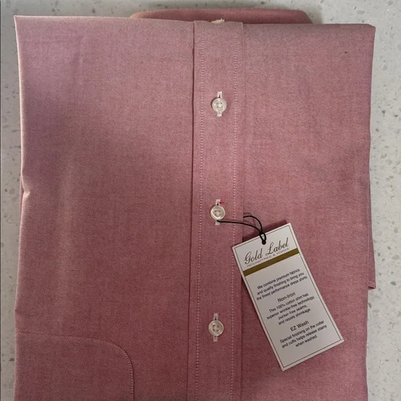 Roundtree & Yorke Red and White Striped Button Down Dress Shirt Size 17 / 35 NEW - Picture 5 of 7